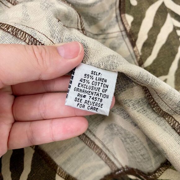 VTG 90s Cache Gold Metal Zebra Linen Cotton Button Tailored Belted Jacket XS - Picture 8 of 8